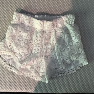 White lace shorts